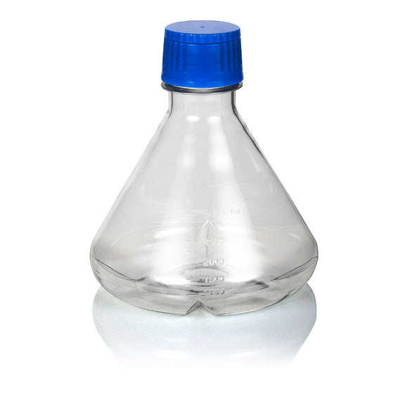 3000mL PETG Fernbach Flasks, Vent Cap, Baffled Bottom, Sterile, 4/unit