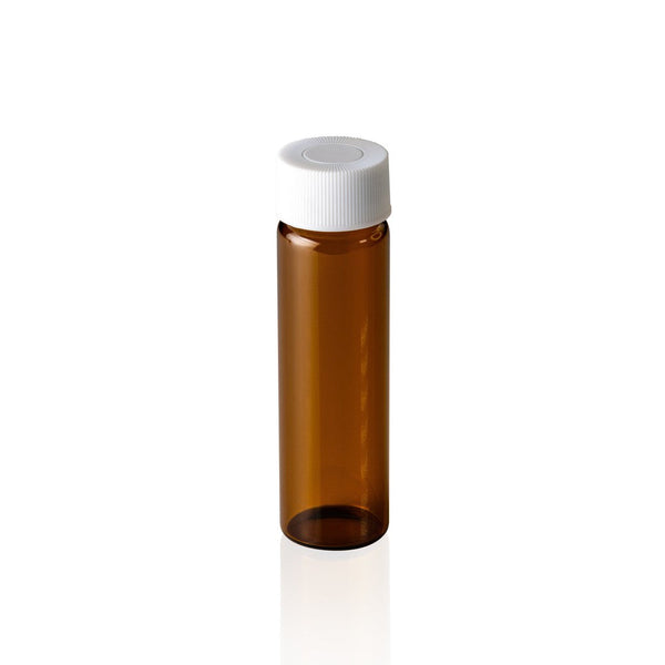 Screw Top, 24-400, Amber EPA VOA Vial and White Caps, Closed, PTFE Silicone, No Patch, 40mL, 100/unit
