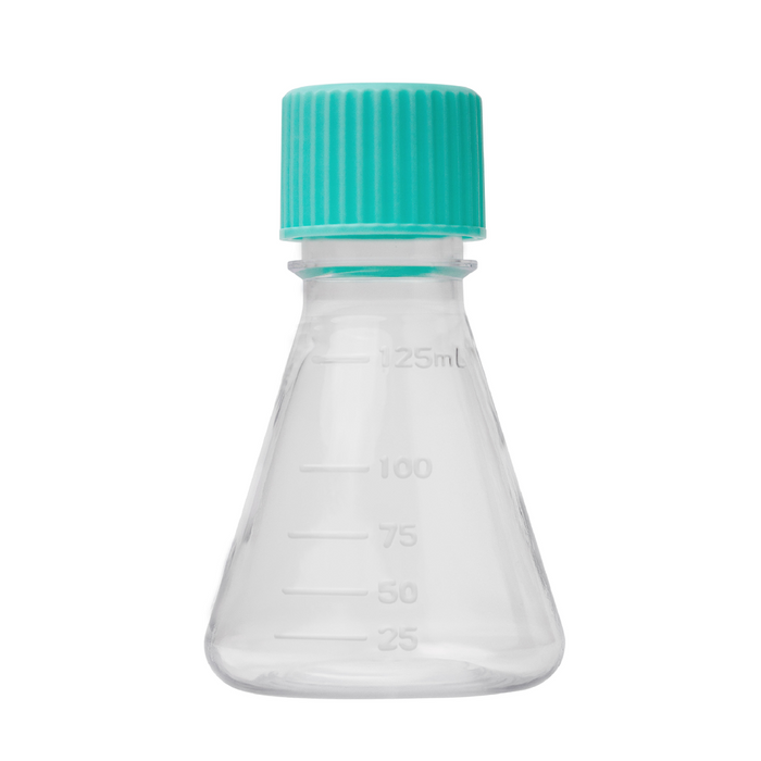 125mL PETG Erlenmeyer Flasks, Vent Cap, Flat Bottom, Sterile, 24/unit