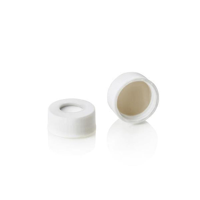 24-400 White Open PTFE/Silicone Caps, 100/unit