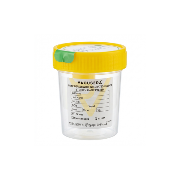 Sterile, Urine Beaker, w/ Integrated Holder, 100mL, 300/unit