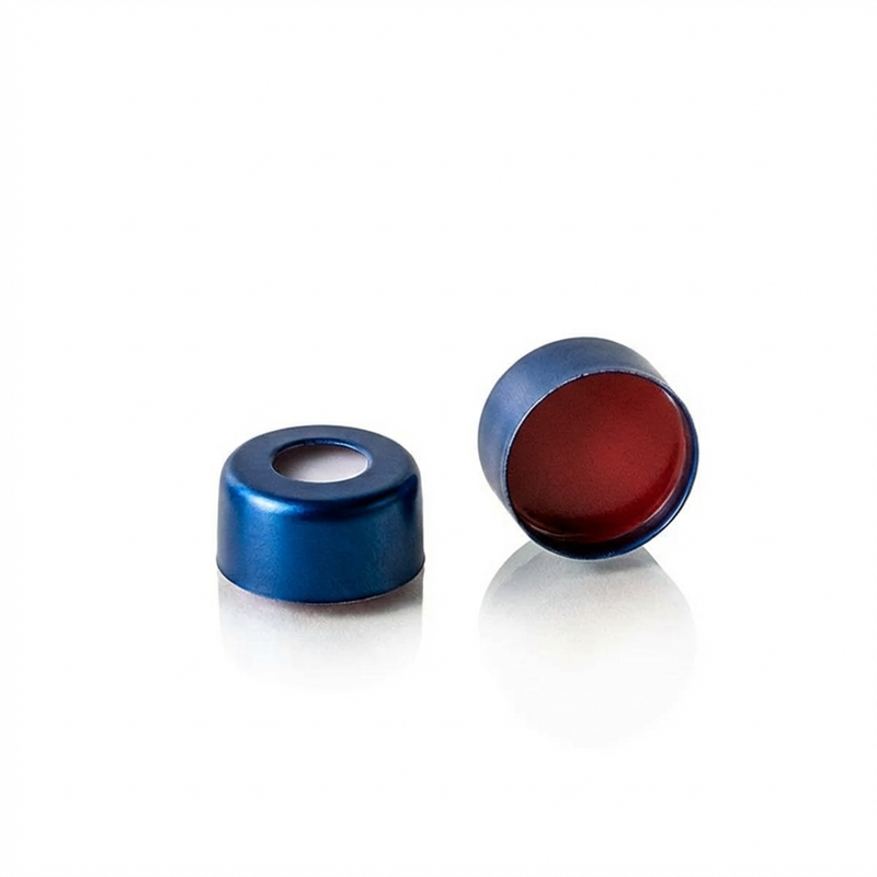 Crimp Top, 11mm, Blue Autosampler Caps, Pre-assembled, PTFE Silicone, 100/unit