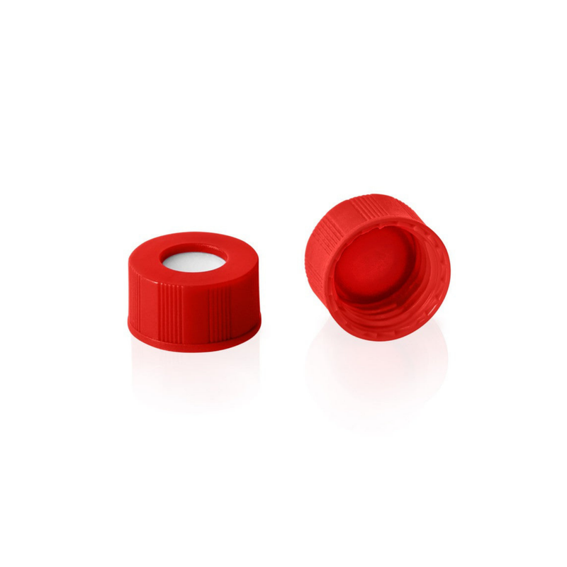 Screw Top, 9-425, Red Autosampler Caps, Pre-assembled, PTFE Silicone, 100/unit