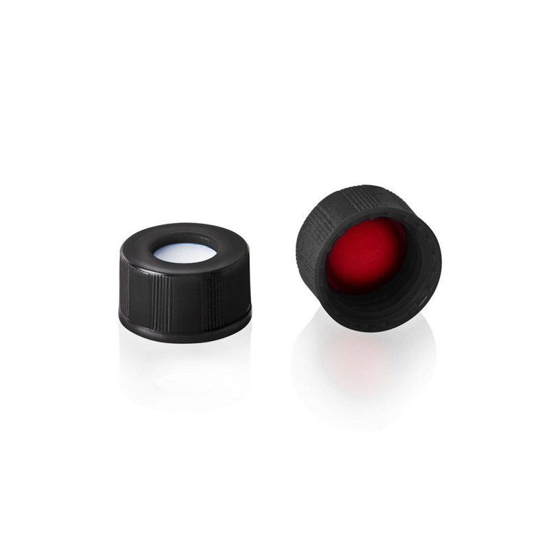 Screw Top, 9-425, Black Autosampler Caps, Pre-assembled, PTFE Silicone, 100/unit
