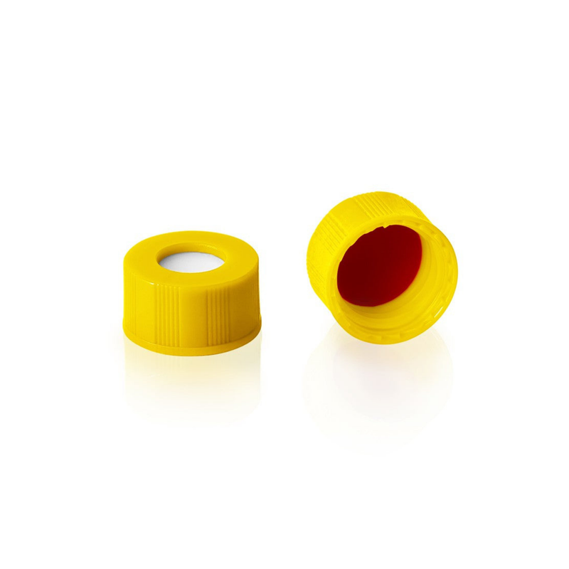 Screw Top, 9-425, Yellow Autosampler Caps, Pre-assembled, PTFE Silicone, 100/unit