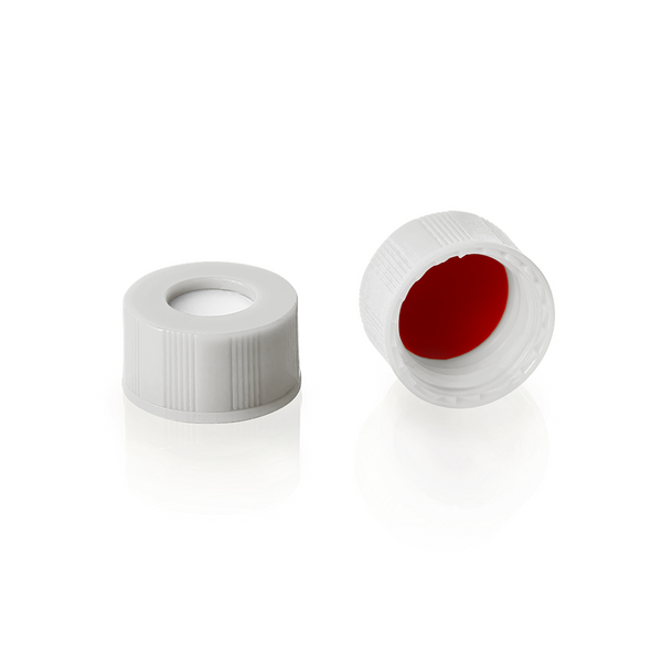 10-425 White Wide-Mouth  PTFE/Silicone Caps, 100/unit