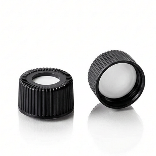 Screw Top, 15-400, Black Autosampler Caps, Pre-assembled, PTFE Silicone, 100/unit