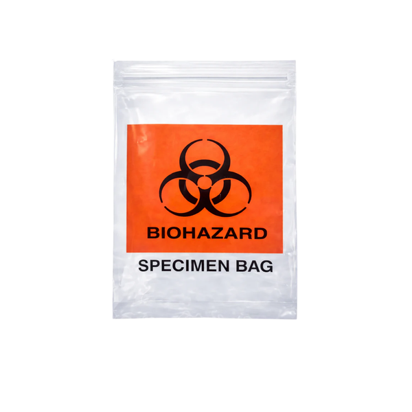 Biohazard Bag, Clear, w/ Resealable Ziplock, 100/unit