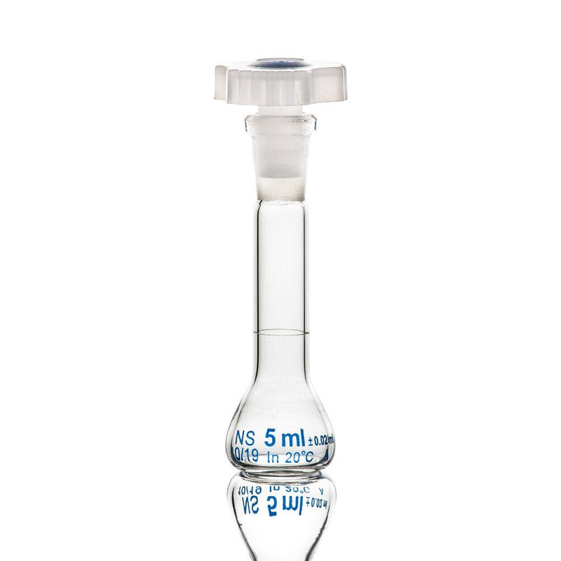 Glass Volumetric Flask, w/ Stopper, Clear, 5mL, 10/unit
