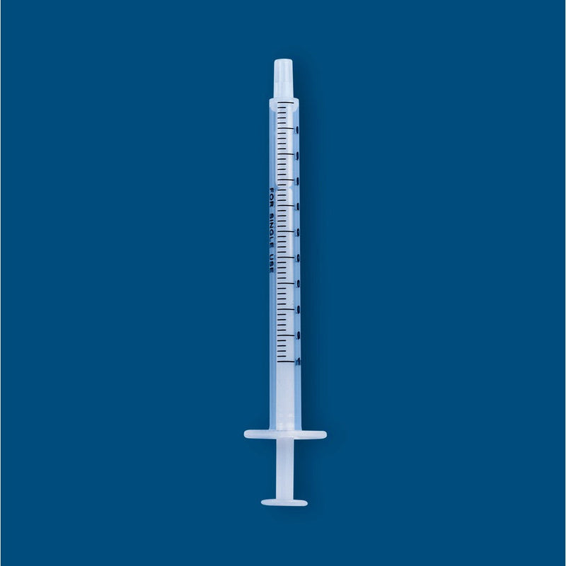 Luer Slip Syringe, Rubber-Free, Sterile, 1mL, 100/unit