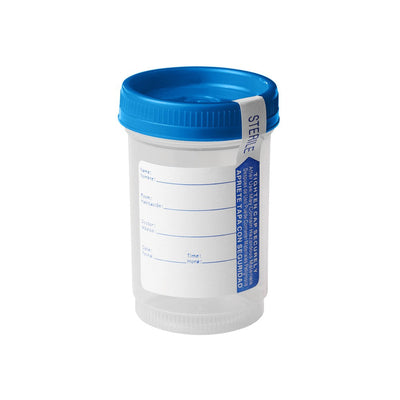 Specimen Container, w/ Security Tab Label, 120mL, 300/unit