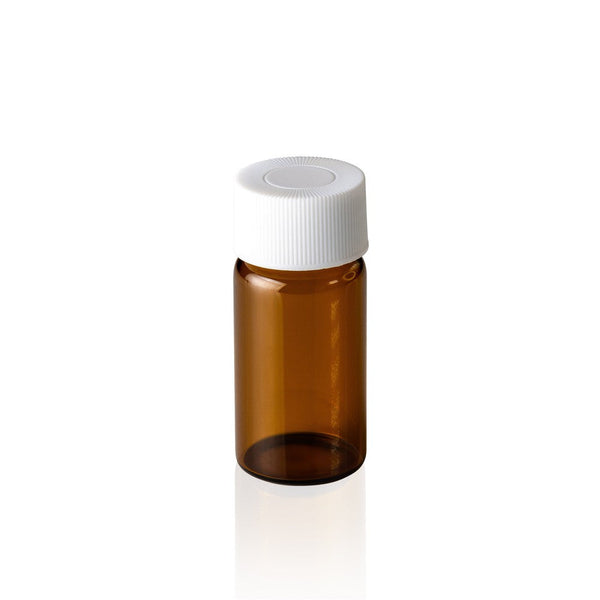 Screw Top, 24-400, Amber Scintillation Vials and White Caps, Closed, Paper, No Patch, 20mL, 100/unit