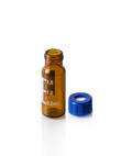 Screw Top, 9-425, Amber Autosampler Vials and Blue Caps, Pre-assembled, PTFE Silicone, Patch, 2mL, 100/unit