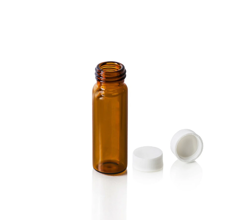 Screw Top, 15-425, Autosampler, Amber Vial, w/o Patch, 8.0 mL, Closed, PTFE Silicone, White Cap