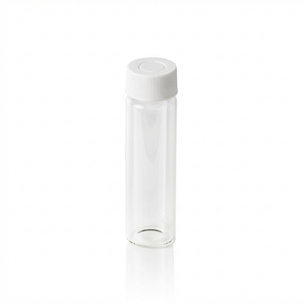 Screw Top, 24-400, Clear EPA VOA Vial and White Caps, Pre-assembled, PTFE Silicone, No Patch, 40mL, 100/unit