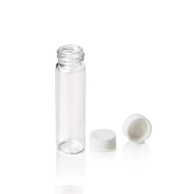 Screw Top, 15-425, Clear Autosampler Vials and White Caps, Closed, Polyethylene, No Patch, 8mL, 100/unit