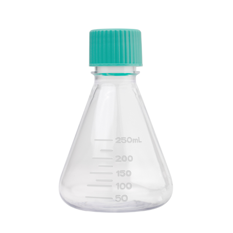 250mL PETG Flasks, Vented,  Bottom, Sterile, 12/unit