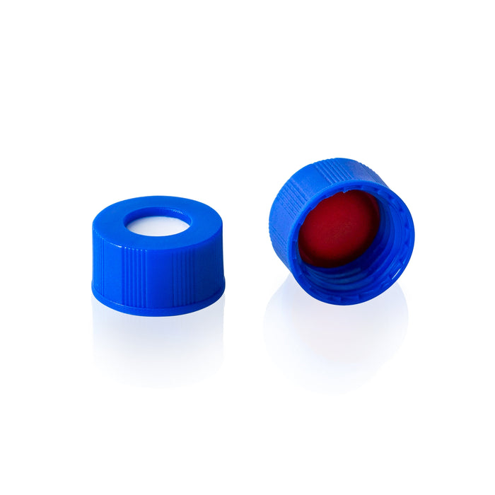 9-425 Blue Screw Top Autosampler Caps w/ PTFE/Silicone, 100/unit