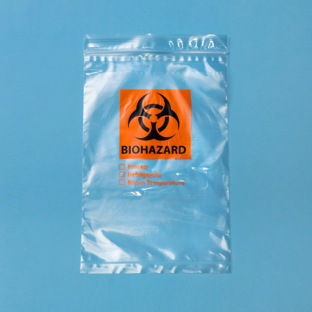 Clear Biohazard Ziplock Bags, 10.2x5.8 in, 100/Unit | Durable, Heat ...