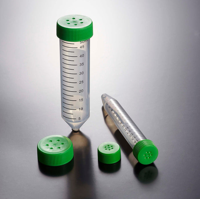 50mL Flat Screw Cap Conical Bio-Reaction Tubes w/ Green Cap, Sterile, 100/unit