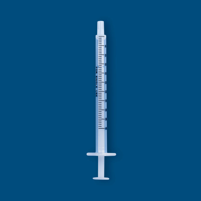 1mL Luer Slip Disposable Syringe, Rubber-Free, Sterile, 100/unit