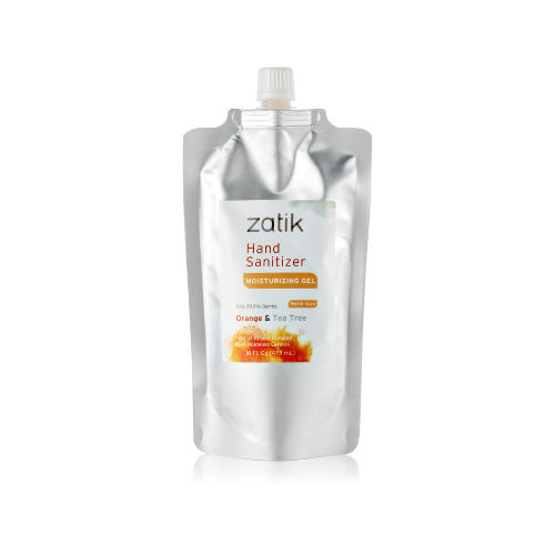 16oz (473mL) Zatik Organic Hand Sanitizer w/ Moisturizing Gel, Orange & Tea Tree, 1/unit
