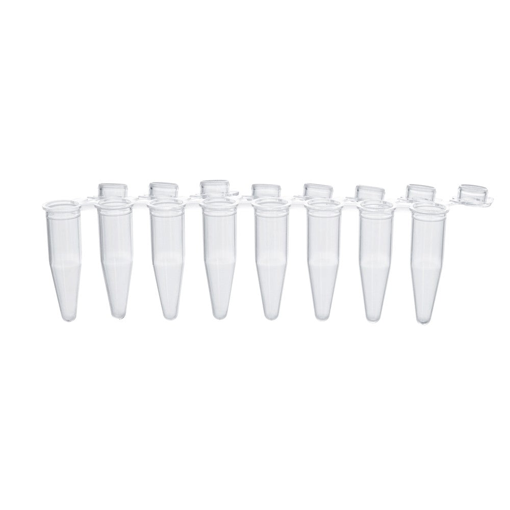 0.2mL PCR 8-Strip Tube w/ Attached Flat Caps, 120/unit - Filtrous