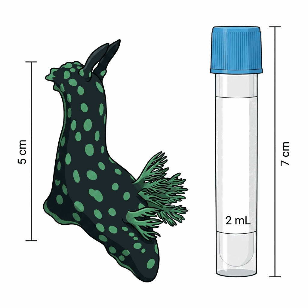 Nembrotha cristata next to a centrifuge tube